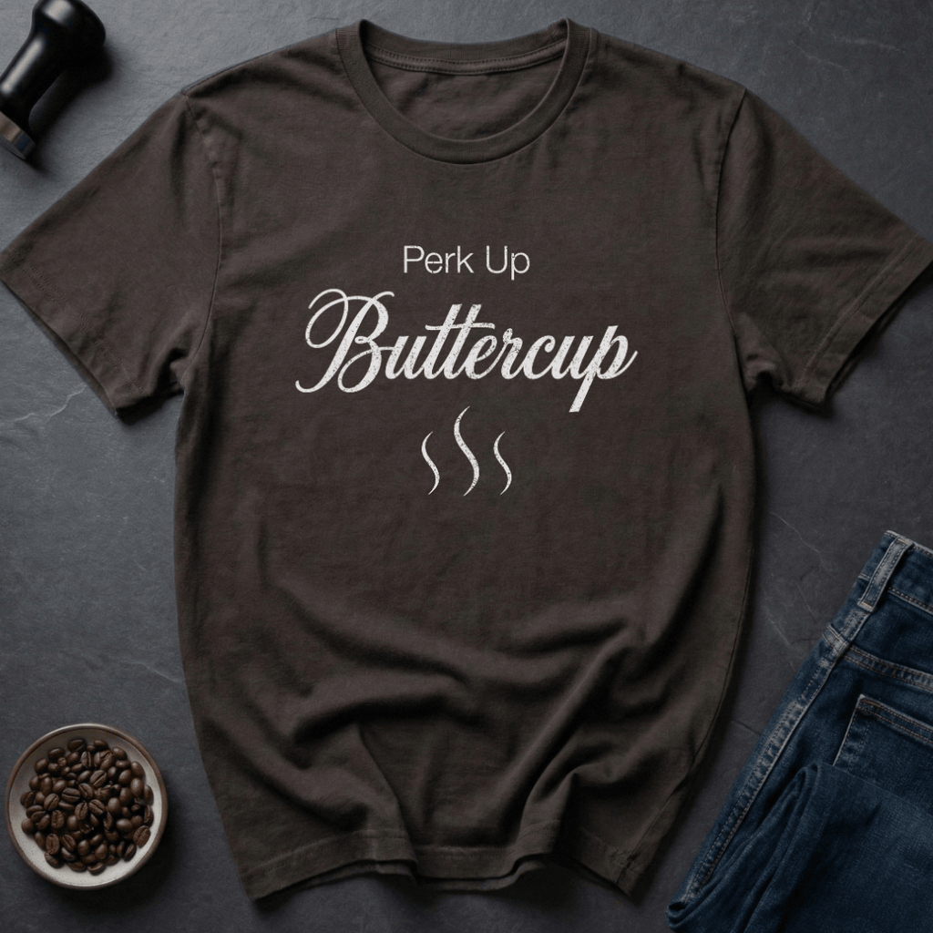 Coffee graphic Up Buttercup T-Shirt in Dark Chocolate / S by Caffeine Dept