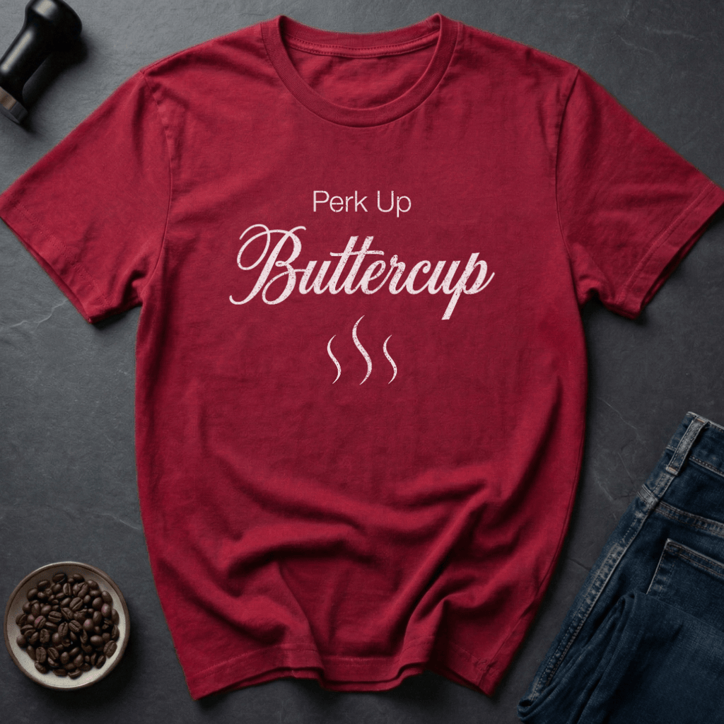 Coffee graphic Up Buttercup T-Shirt in Heather Red / S by Caffeine Dept