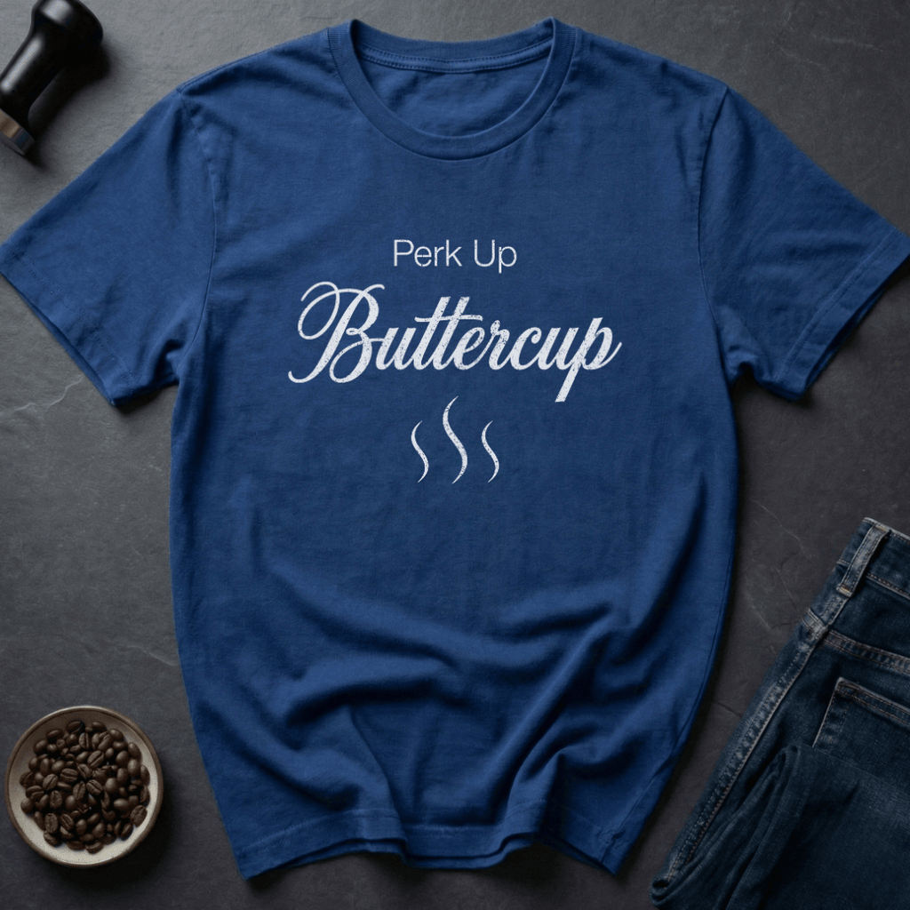 Coffee graphic Up Buttercup T-Shirt in Royal / S by Caffeine Dept