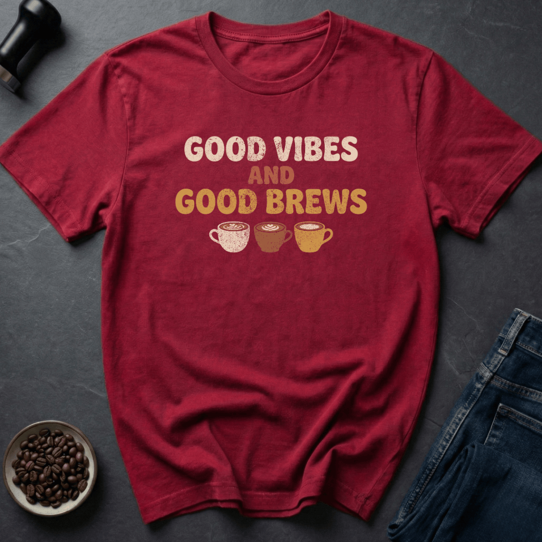 Coffee graphic Vibe Brew T-Shirt in Heather Red / S by Caffeine Dept