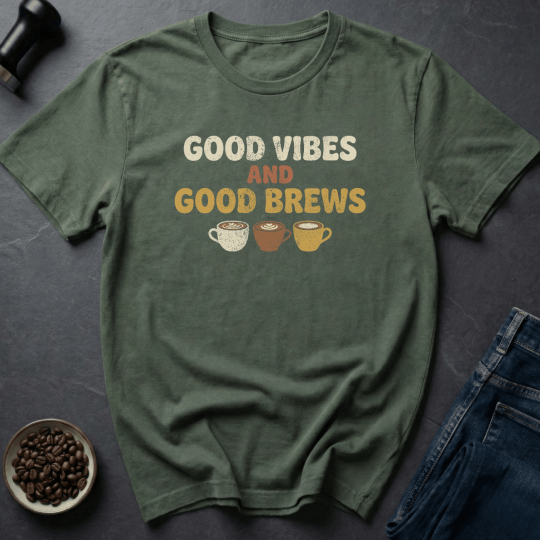 Coffee graphic Vibe Brew T-Shirt in Military Green / S by Caffeine Dept