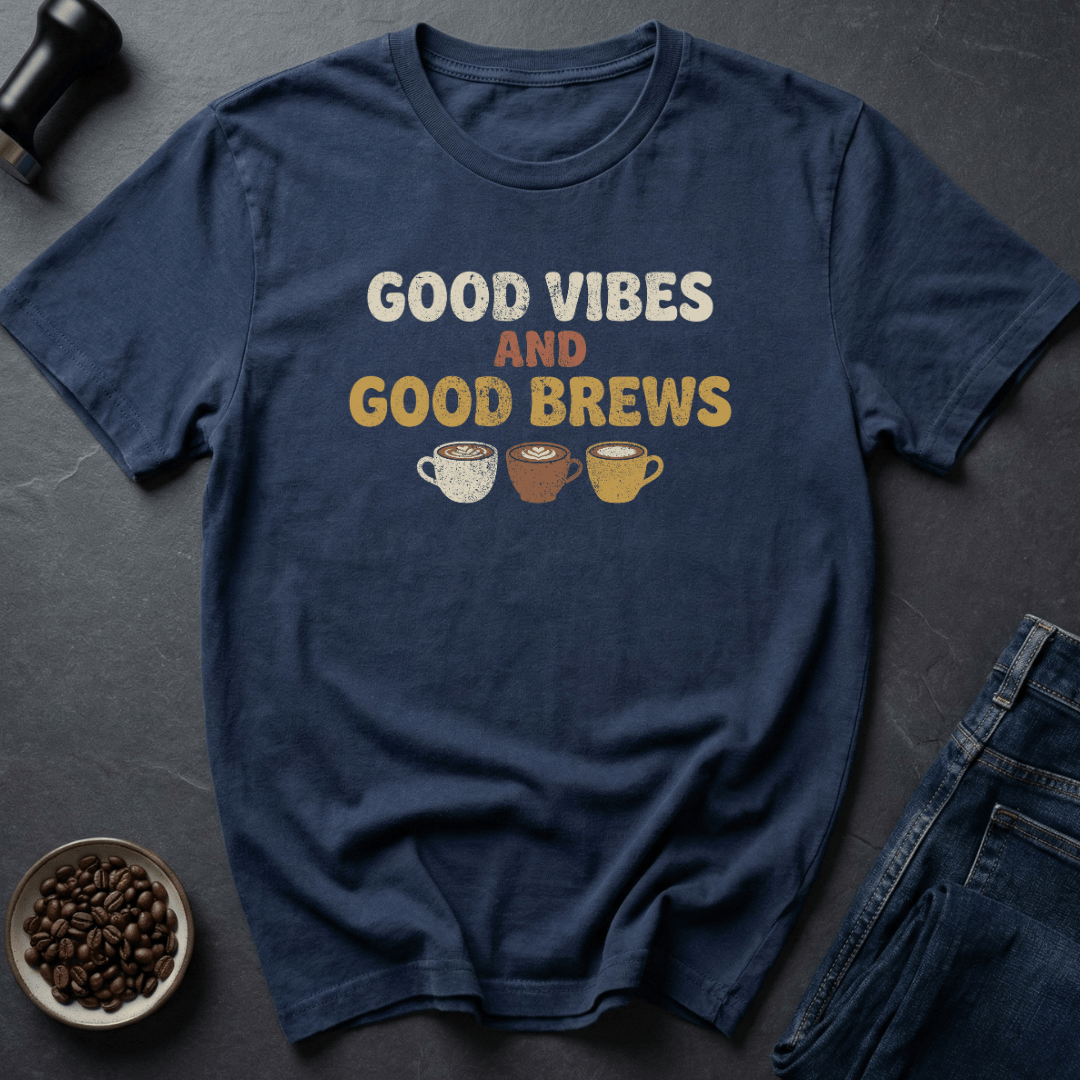 Coffee graphic Vibe Brew T-Shirt in Navy / S by Caffeine Dept