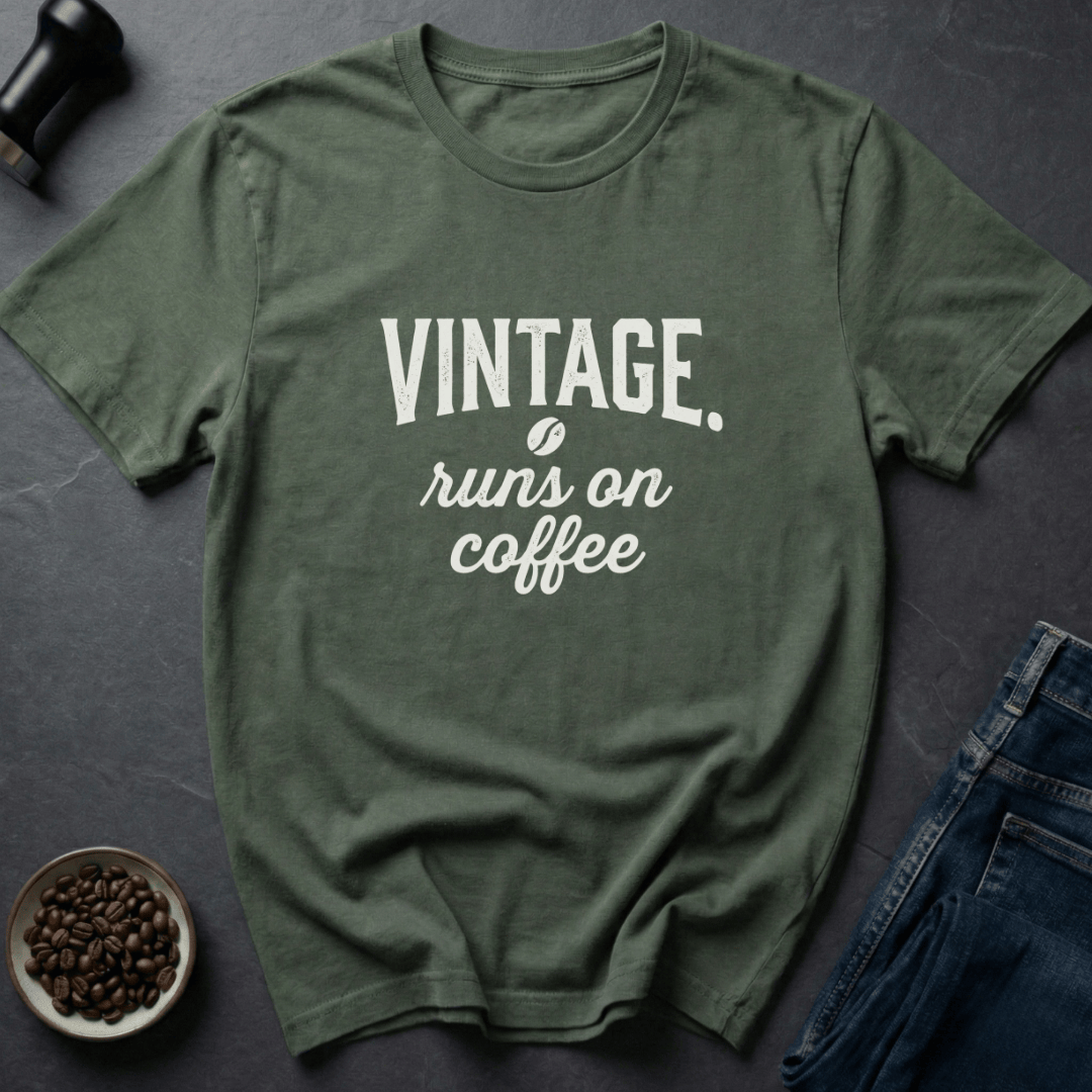 Coffee graphic Vintage Fuel T-Shirt in Military Green / S by Caffeine Dept