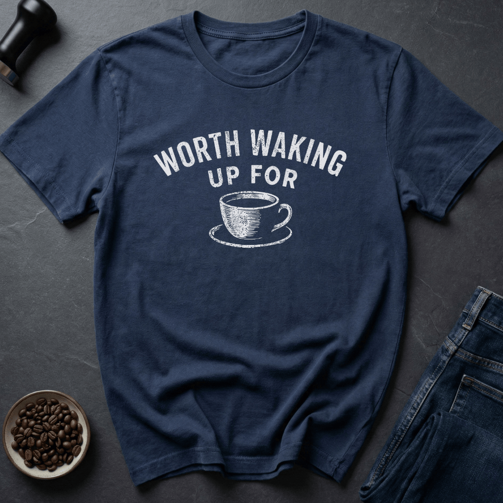Coffee graphic Waking Up T-Shirt in Navy / S by Caffeine Dept