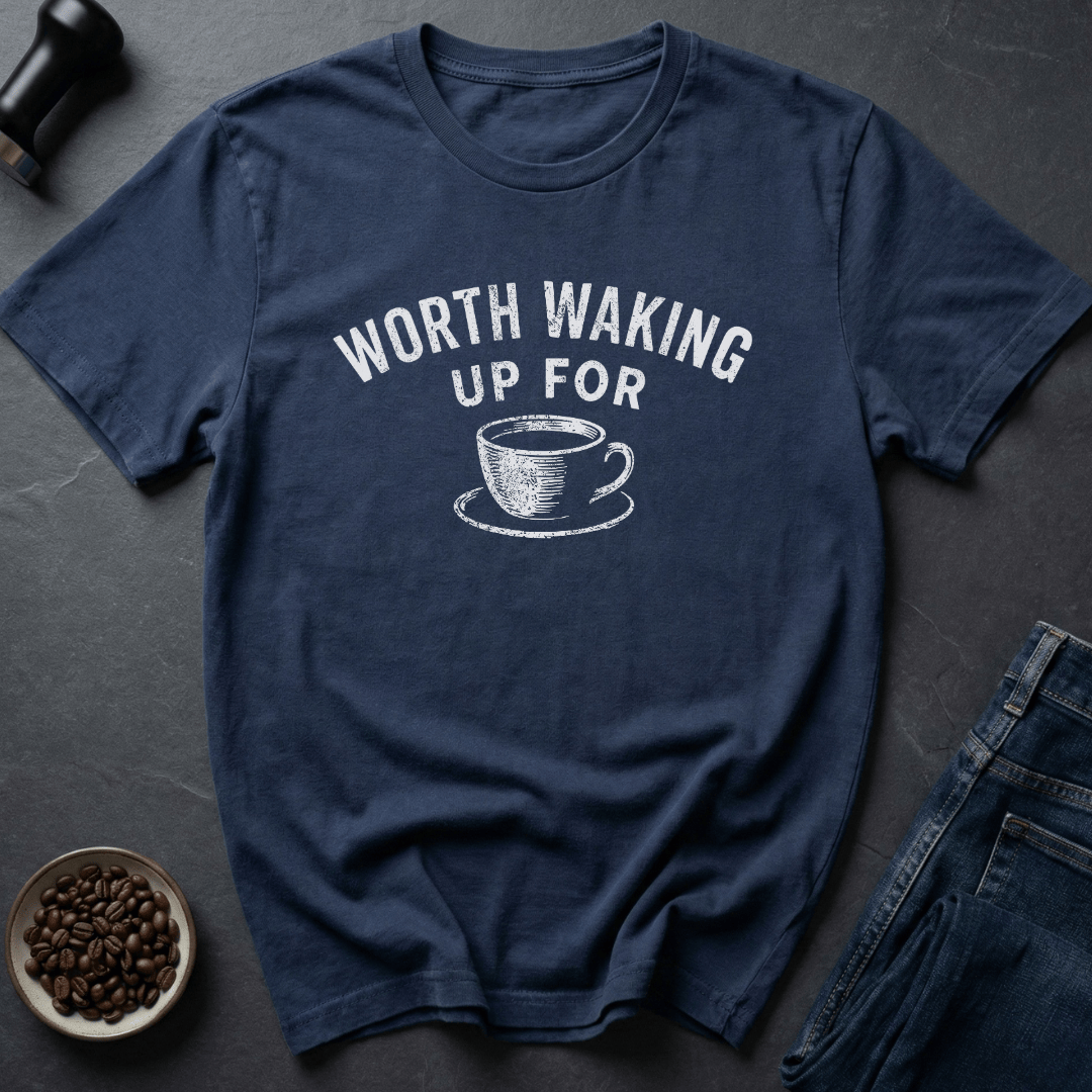 Coffee graphic Waking Up T-Shirt in Navy / S by Caffeine Dept