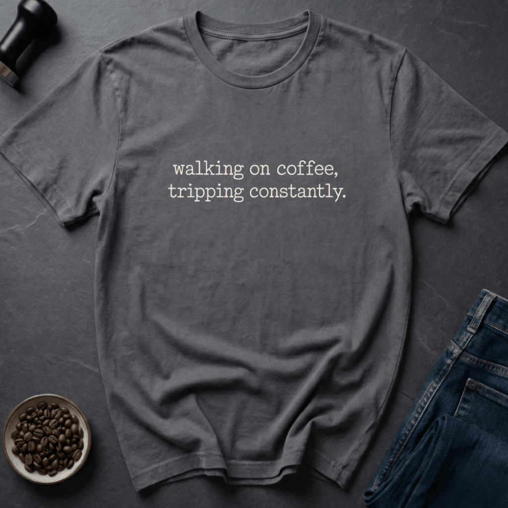 Coffee graphic Walking on Coffee T-Shirt in Navy / S by Caffeine Dept