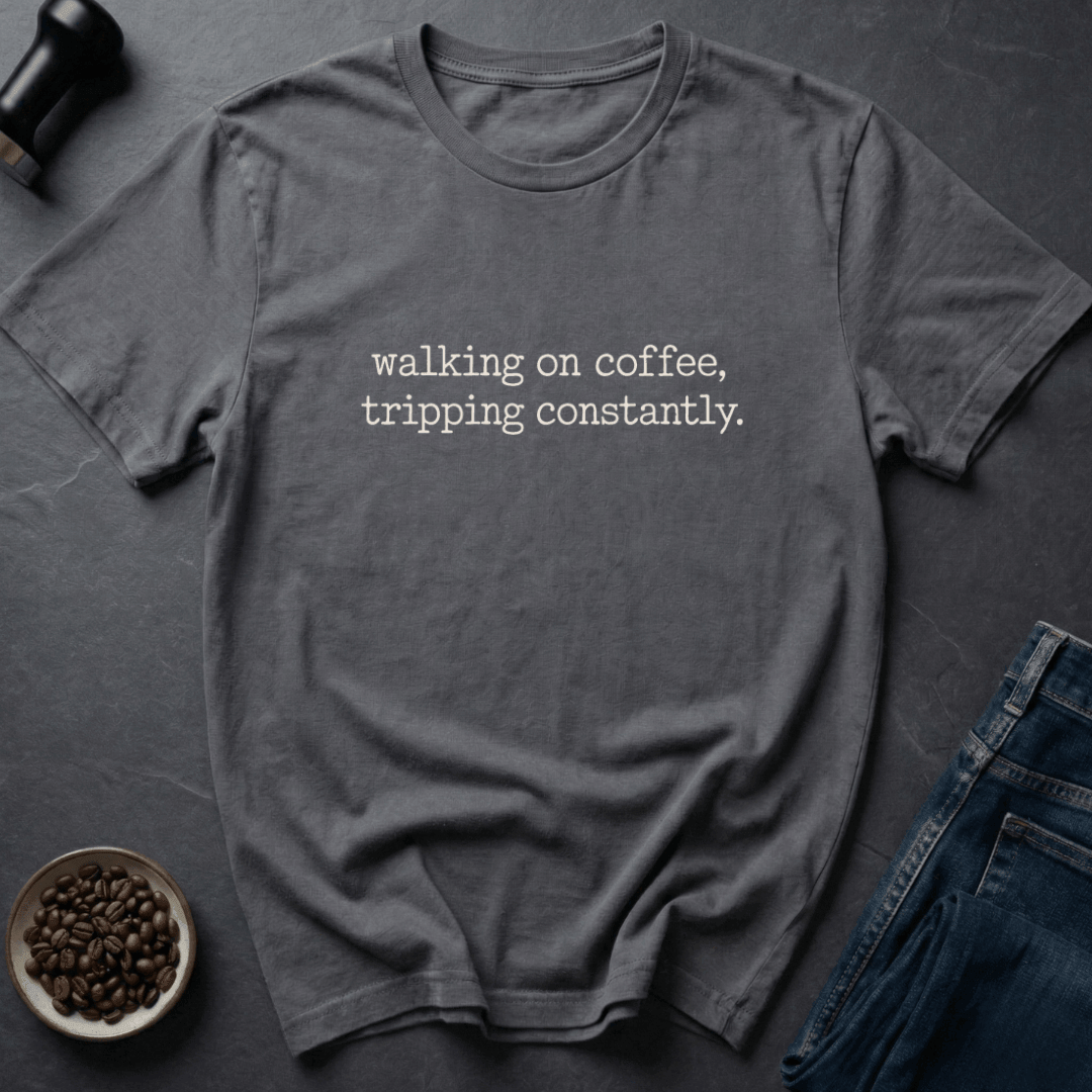 Coffee graphic Walking on Coffee T-Shirt in Navy / S by Caffeine Dept