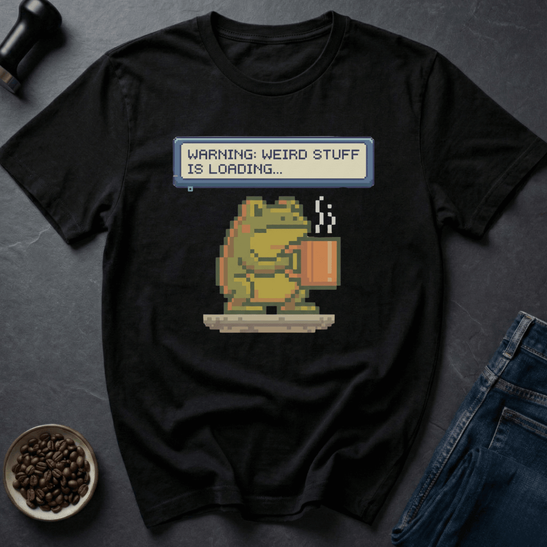 Coffee graphic Warning Weird T-Shirt in Military Green / S by Caffeine Dept