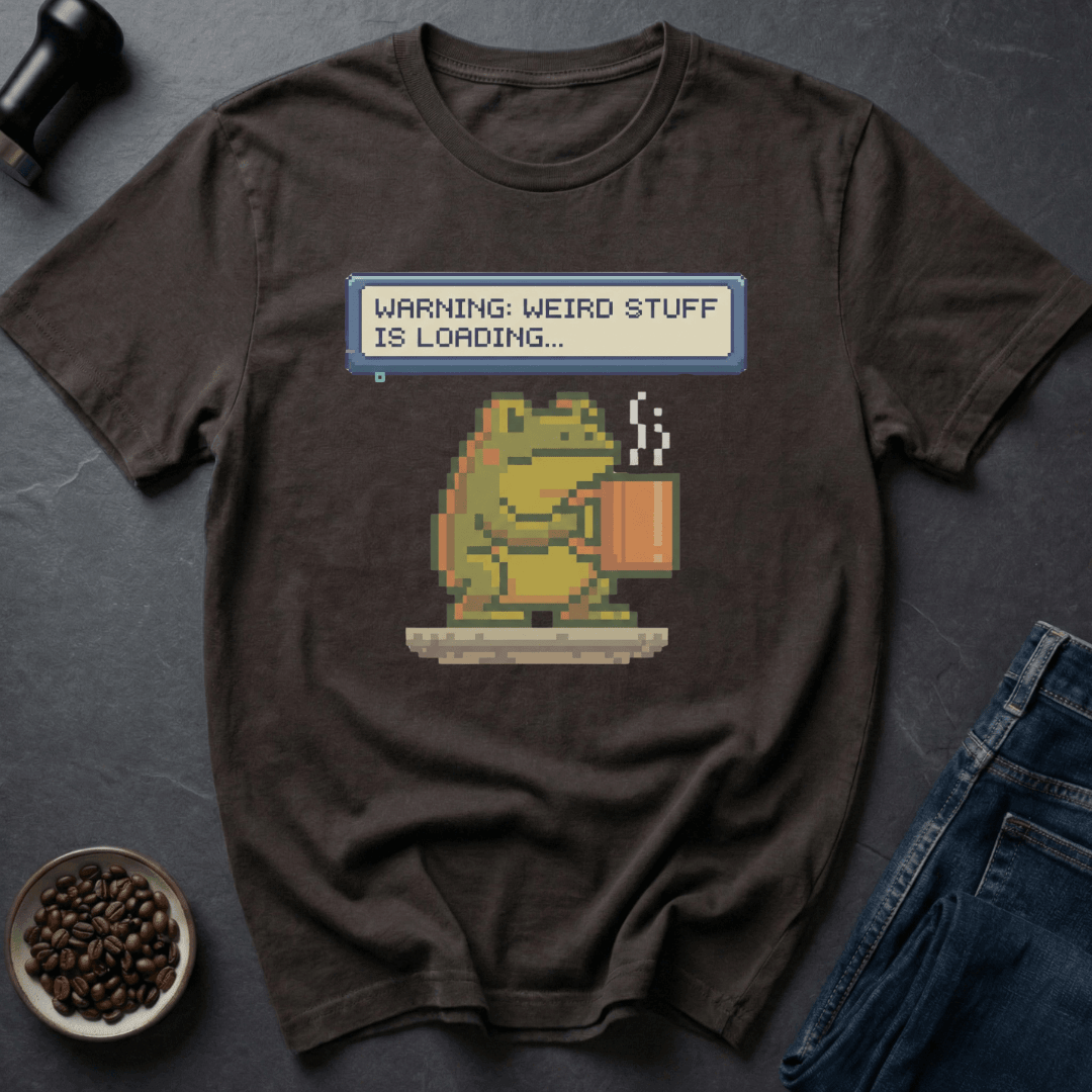 Coffee graphic Warning Weird T-Shirt in Military Green / S by Caffeine Dept