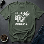 Coffee graphic Weekend Roast T-Shirt in Military Green / S by Caffeine Dept