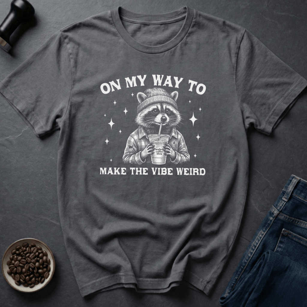 Coffee graphic Weird Vibes T-Shirt in Military Green / S by Caffeine Dept