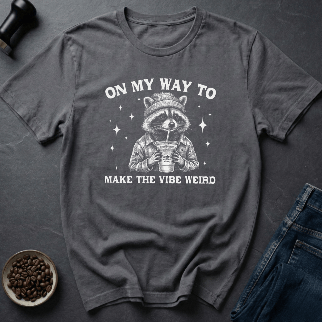 Coffee graphic Weird Vibes T-Shirt in Military Green / S by Caffeine Dept