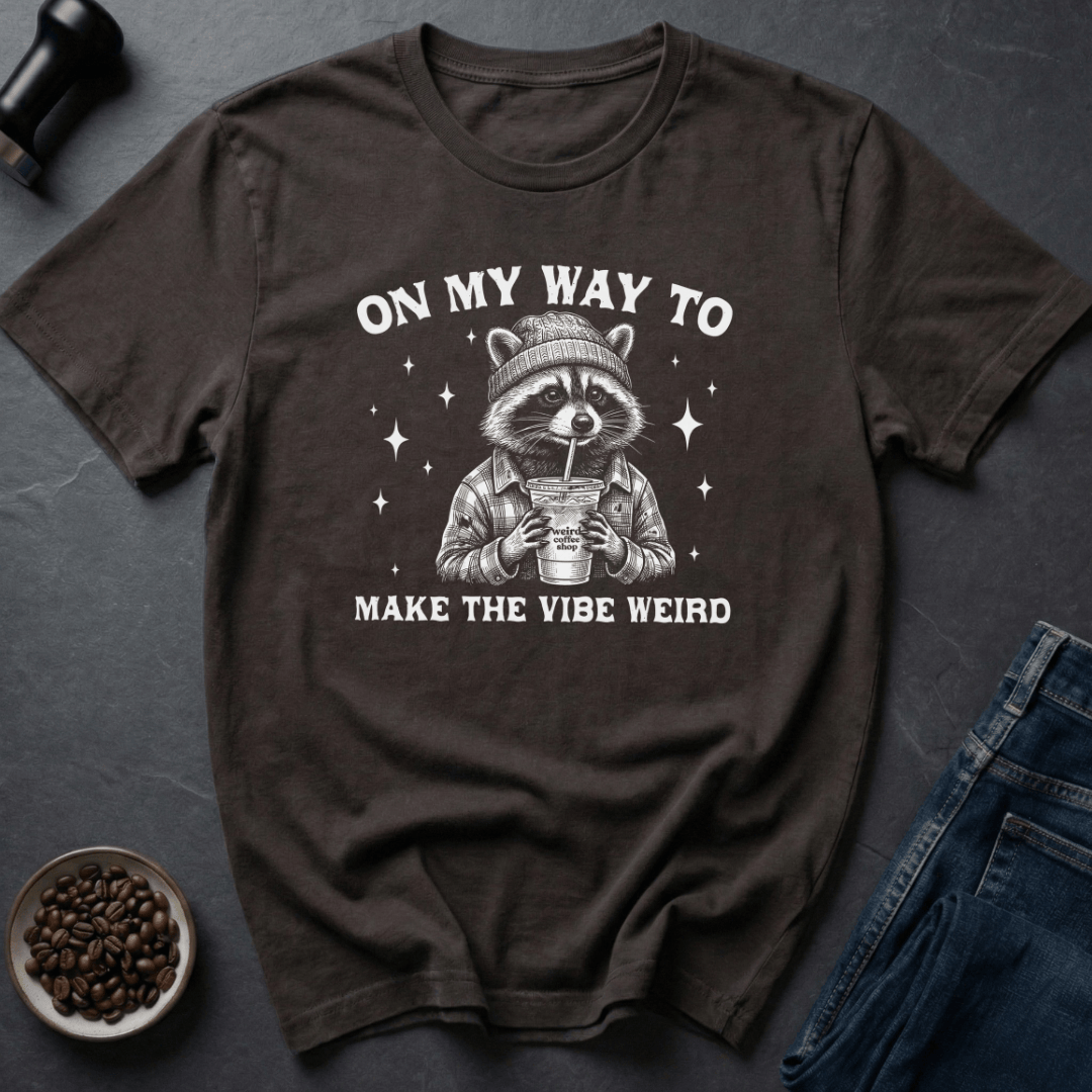 Coffee graphic Weird Vibes T-Shirt in Military Green / S by Caffeine Dept