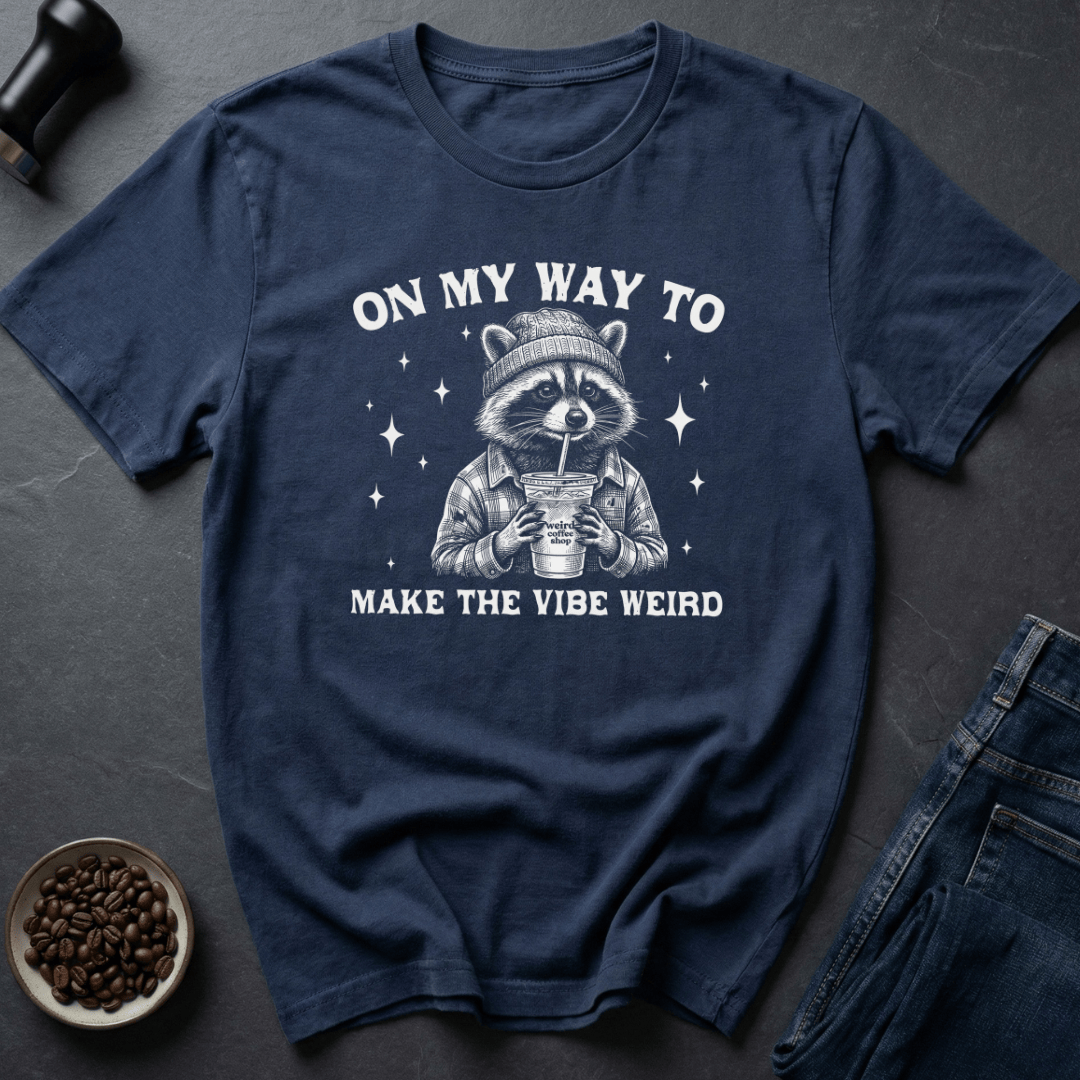 Coffee graphic Weird Vibes T-Shirt in Military Green / S by Caffeine Dept