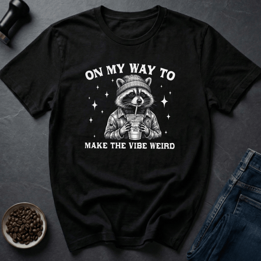 Coffee graphic Weird Vibes T-Shirt in Military Green / S by Caffeine Dept