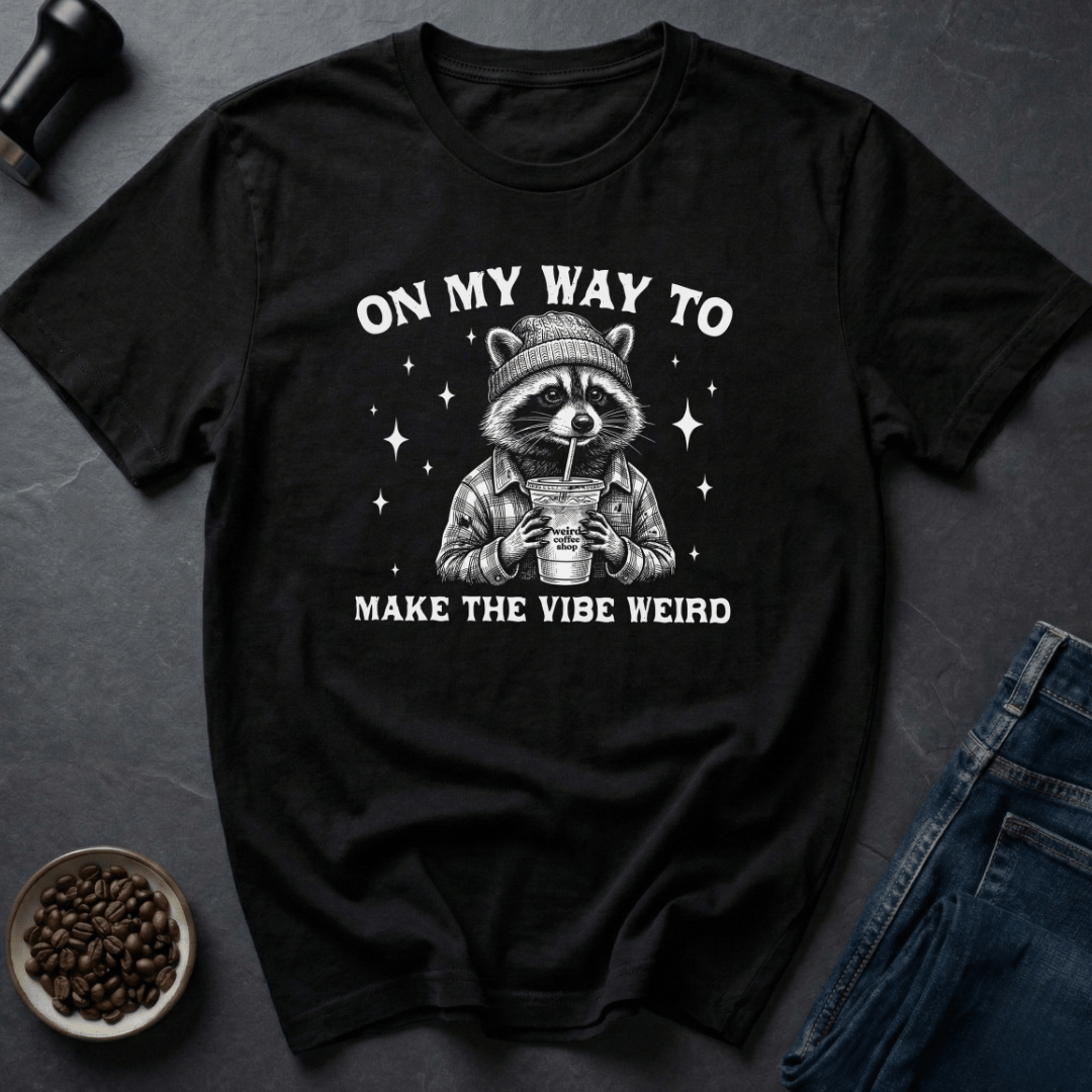 Coffee graphic Weird Vibes T-Shirt in Military Green / S by Caffeine Dept