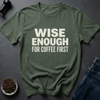 Coffee graphic Wisdom Brew T-Shirt in Military Green / S by Caffeine Dept