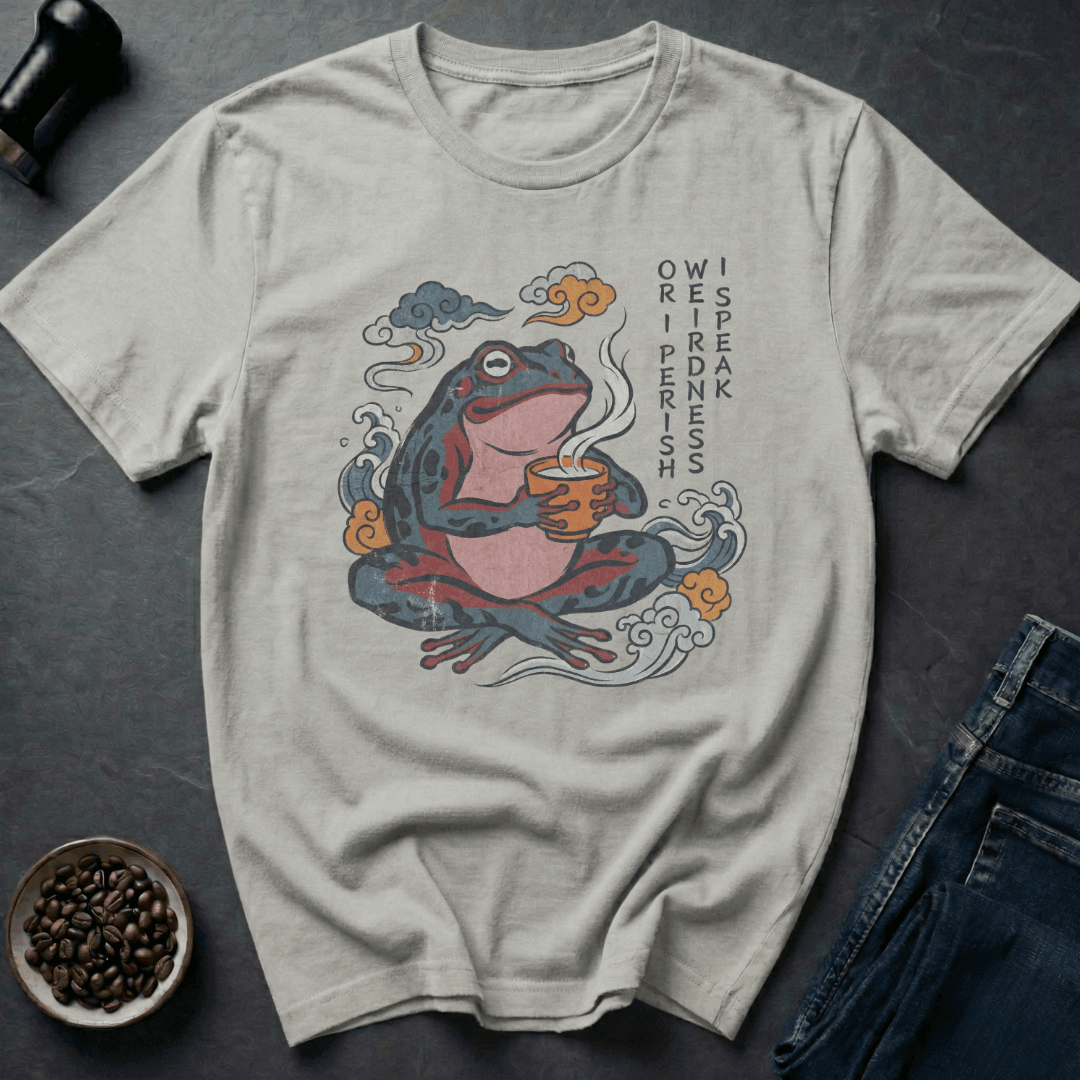 Coffee graphic Zen Frog T-Shirt in Ice Grey / S by Caffeine Dept