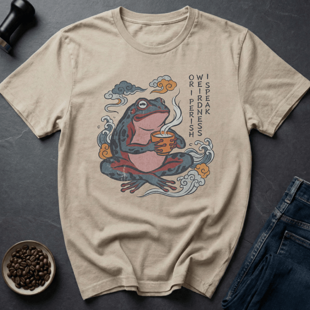 Coffee graphic Zen Frog T-Shirt in Ice Grey / S by Caffeine Dept