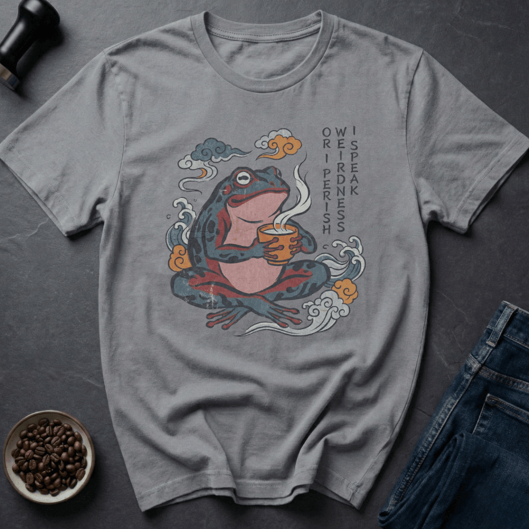 Coffee graphic Zen Frog T-Shirt in Ice Grey / S by Caffeine Dept
