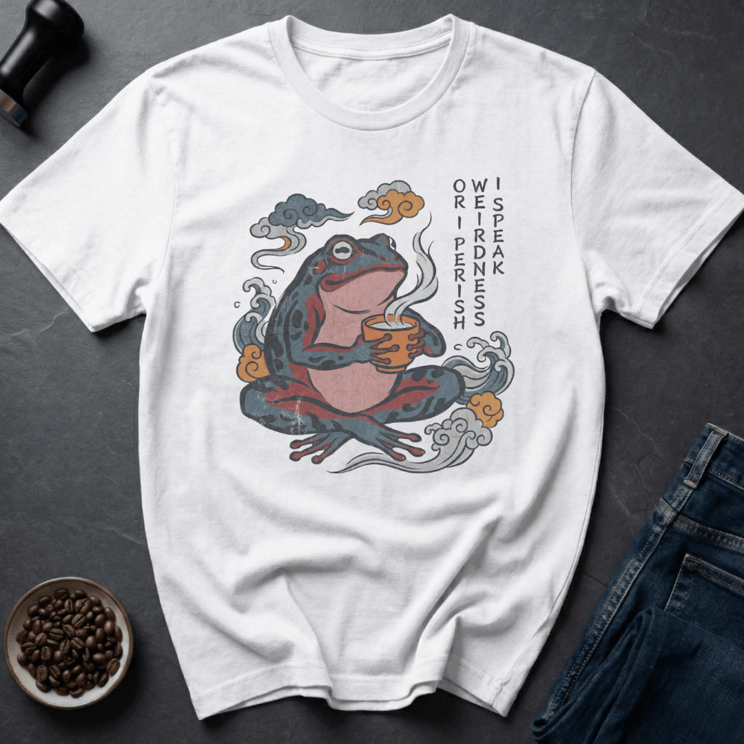 Coffee graphic Zen Frog T-Shirt in Ice Grey / S by Caffeine Dept